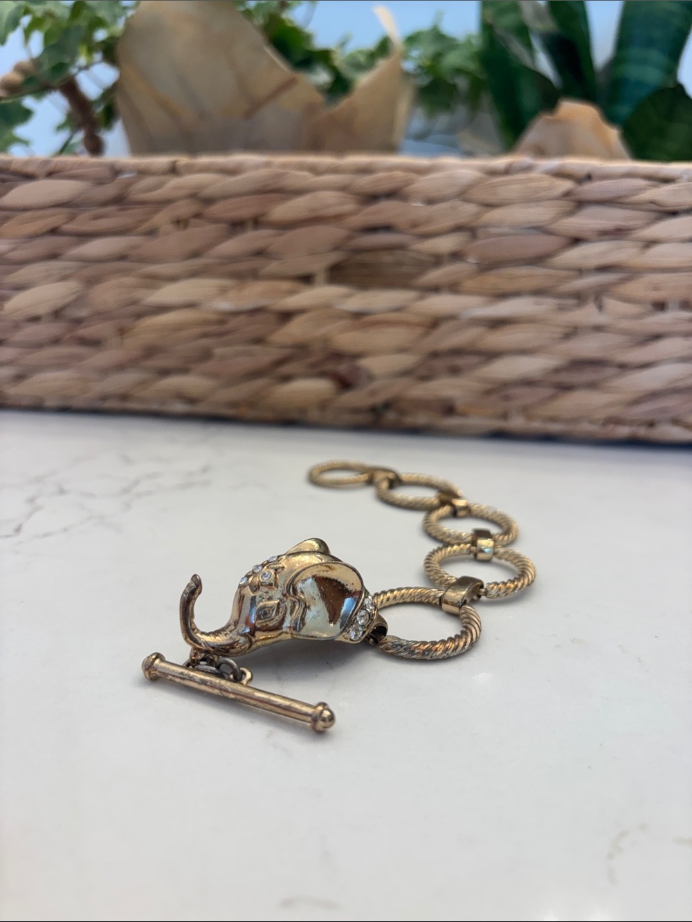 Gold Elephant Toggle Bracelet - Women's Jewelry